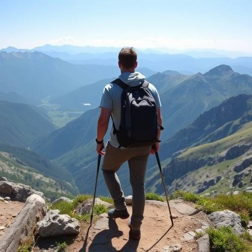 Una persona caminando por un sendero de monta&ntilde;a con vistas panor&aacute;micas en los Pirineos